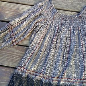 Vanessa Virginia Agusta Lace Trim OTS Peasant Top